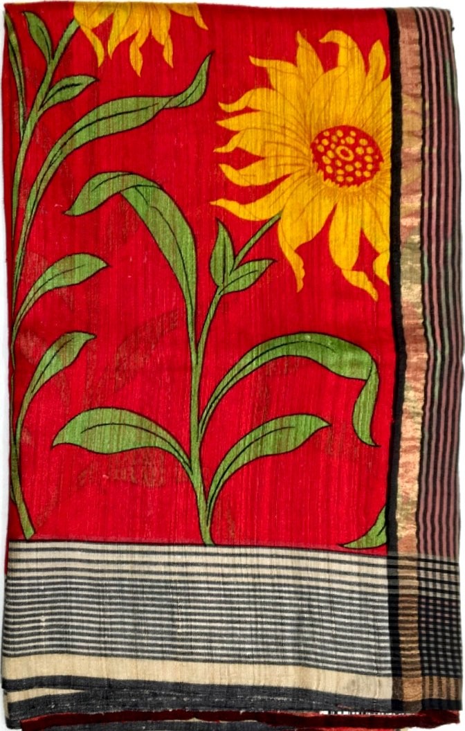 Printed Tussar Silk Saree