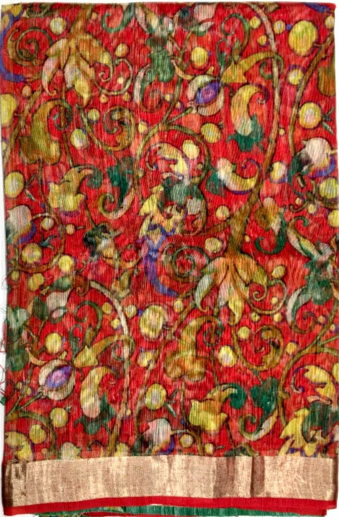 Printed Tussar Silk Saree