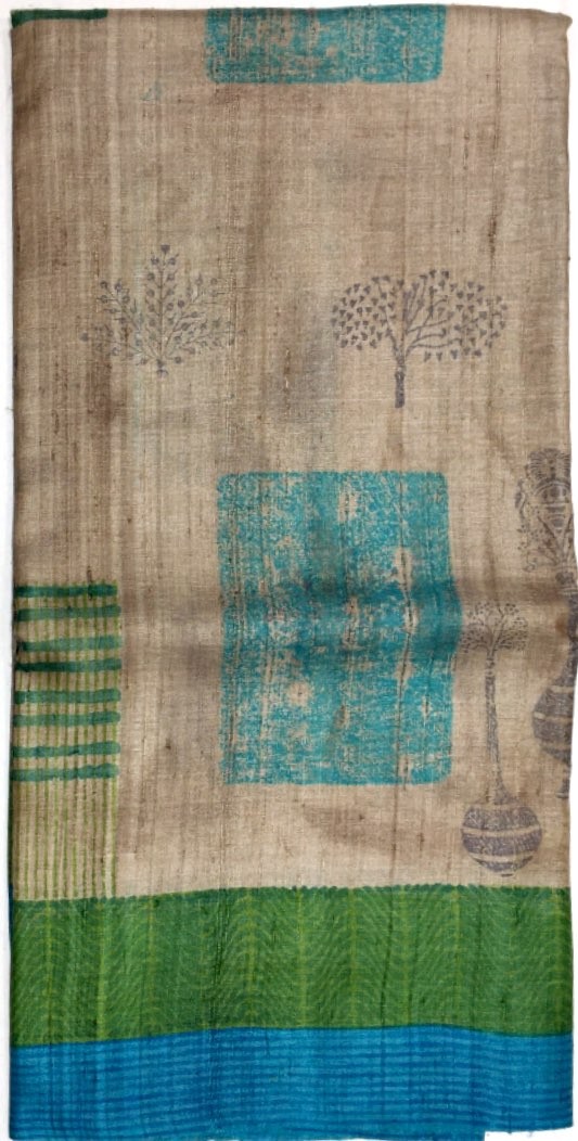 Printed Tussar Silk Saree