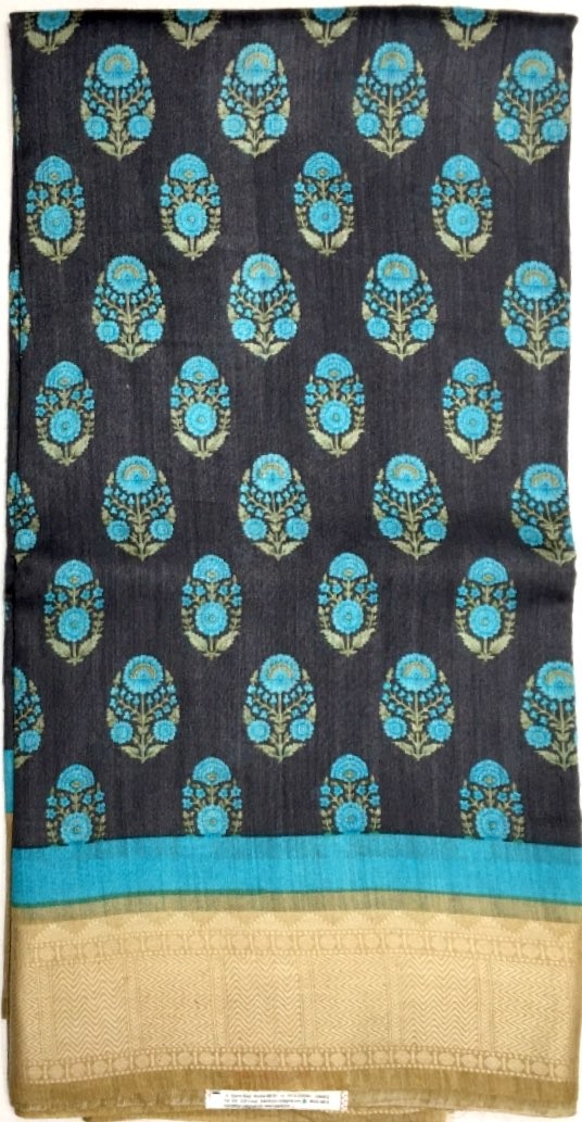 Printed Tussar Silk Saree