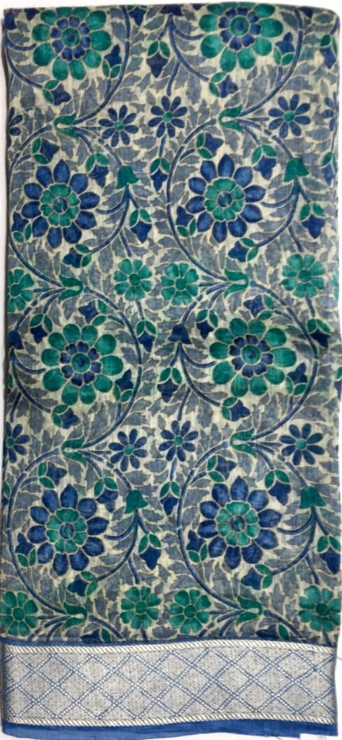 Printed Tussar Silk Saree