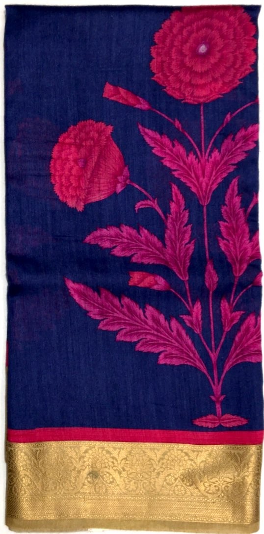 Printed Tussar Silk Saree