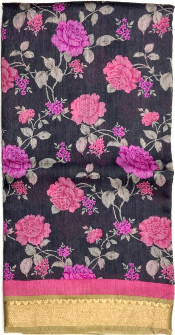 Printed Tussar Silk Saree