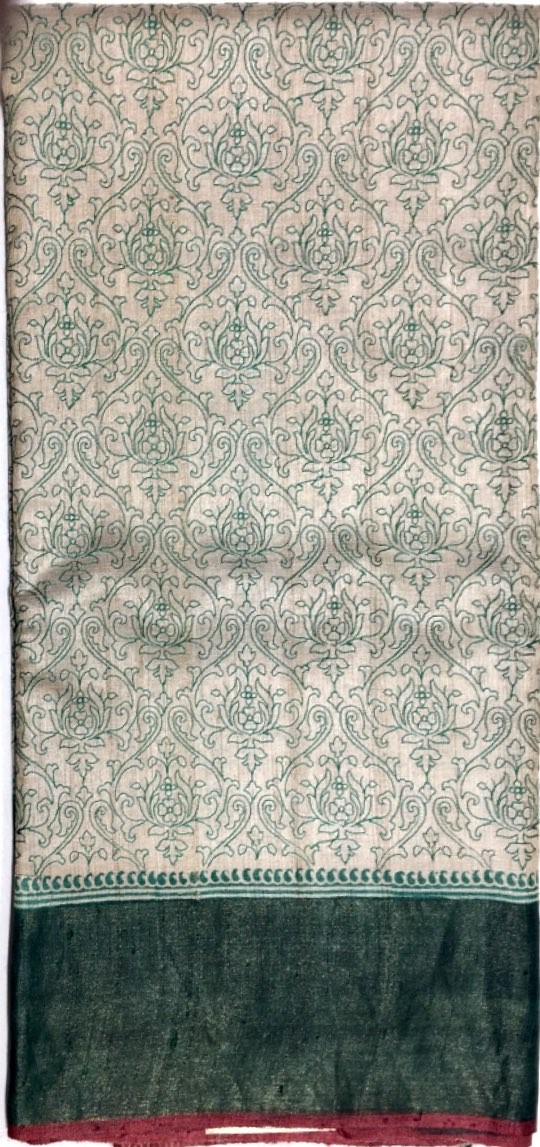 Printed Tussar Silk Saree