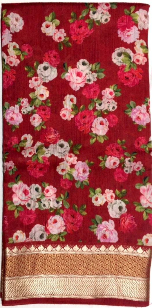 Printed Tussar Silk Saree