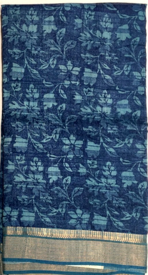 Printed Tussar Silk Saree