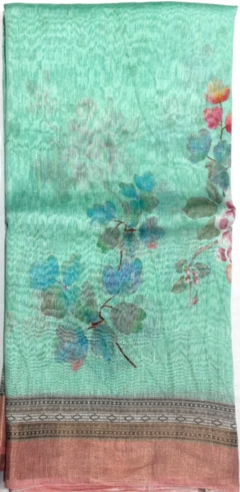 Printed Tussar Silk Saree