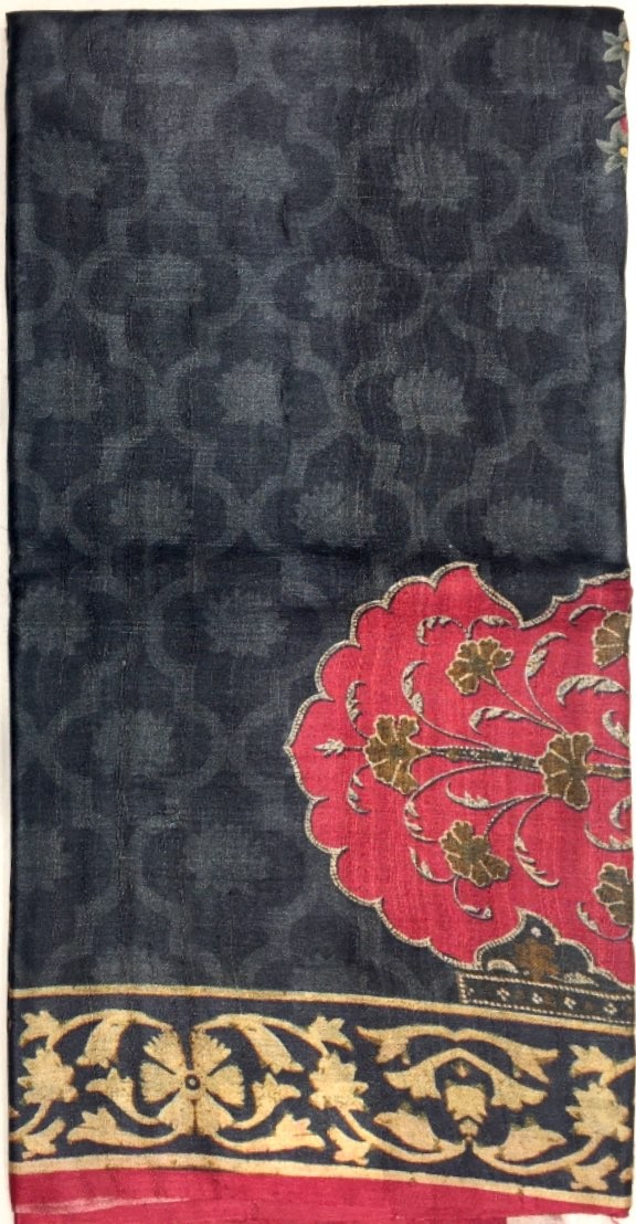 Printed Tussar Silk Saree