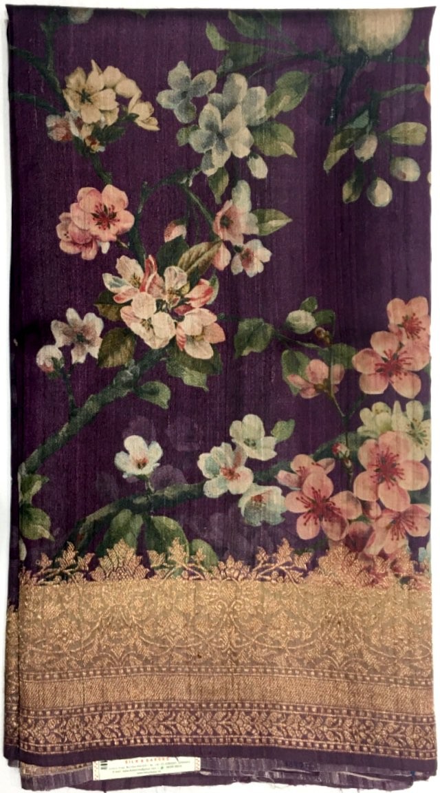 Printed Tussar Silk Saree
