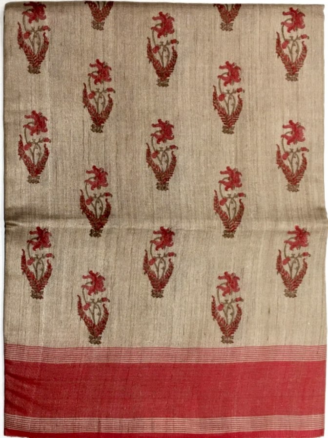 Printed Tussar Silk Saree