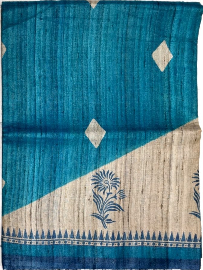 Printed Tussar Silk Saree