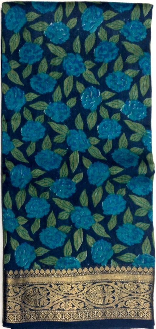 Printed Tussar Silk Saree