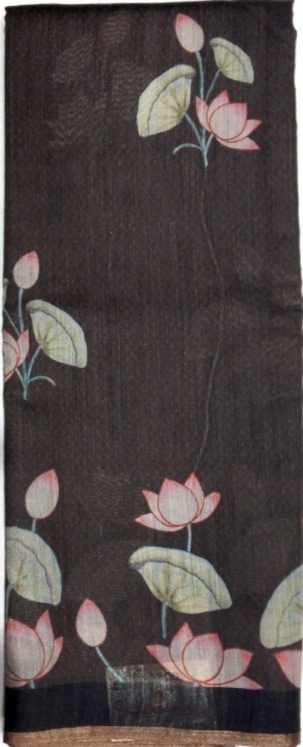 Printed Tussar Silk Saree